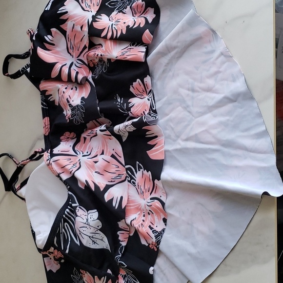 Zando Tankini Two Piece Swimwear Flouncy Top High Waisted Bottom Floral Size XXL - Picture 10 of 16